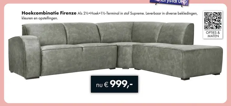 Aanbieding: Firenze hoekbank grijs