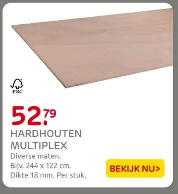 Aanbieding: Hardhouten multiplex