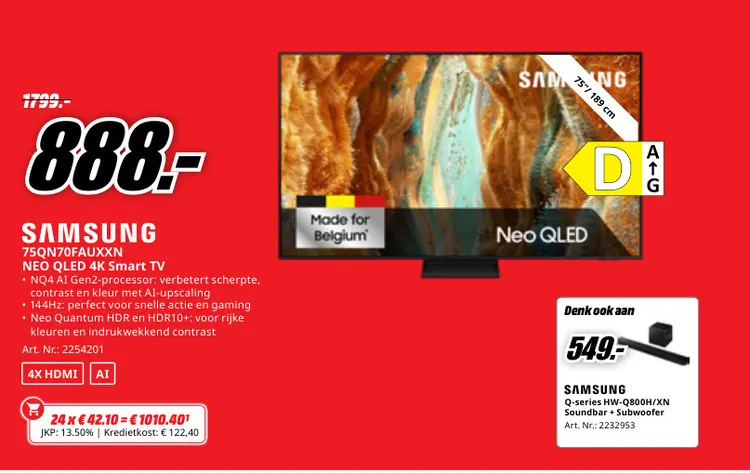 Promotie: 75QN70FAUXXN NEO QLED 4K Smart TV