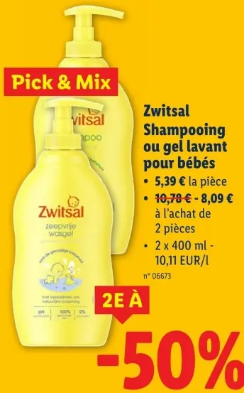 Offre: Zwitsal Shampooing ou gel lavant pour bébés