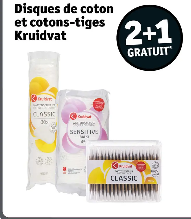 Offre: Disques de coton et cotons-tiges