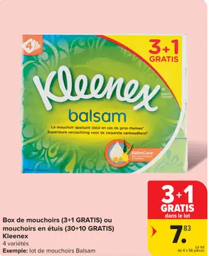 Offre: Box de mouchoirs (3+1 GRATIS) ou mouchoirs en