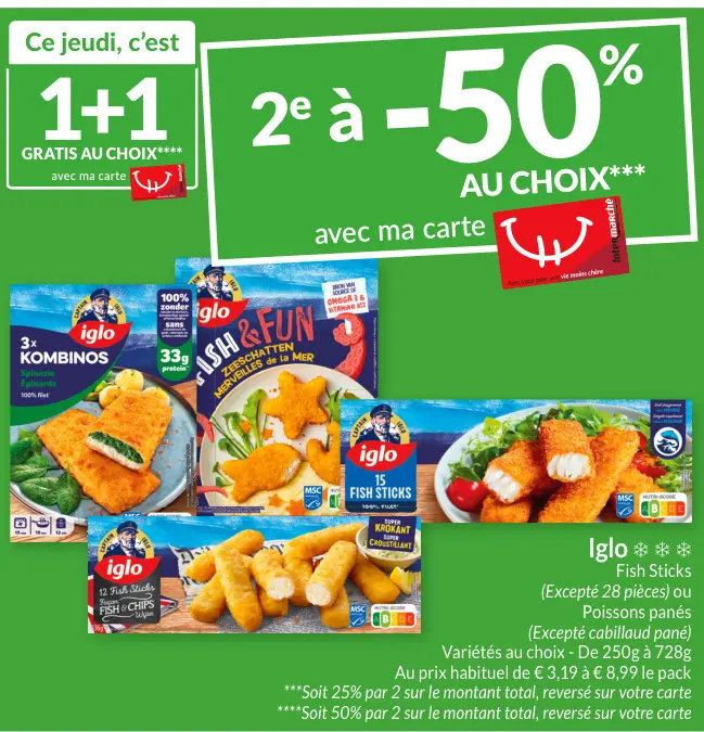 Offre: Fish Sticks ou Poissons panés