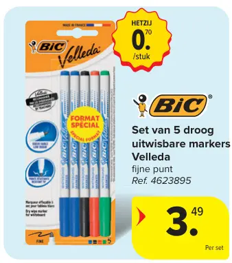 Offre: Set van 5 droog uitwisbare markers Velleda