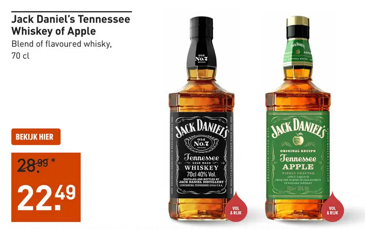 Aanbieding: Jack Daniel's Tennessee Whiskey of Apple