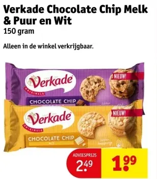 Aanbieding: Verkade Chocolate Chip Melk & Puur en Wit