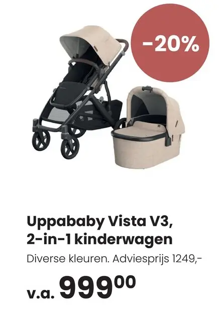Aanbieding: Uppababy Vista V3, 2-in-1 kinderwagen