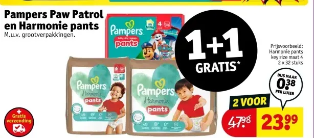 Aanbieding: Pampers Paw Patrol en Harmonie pants