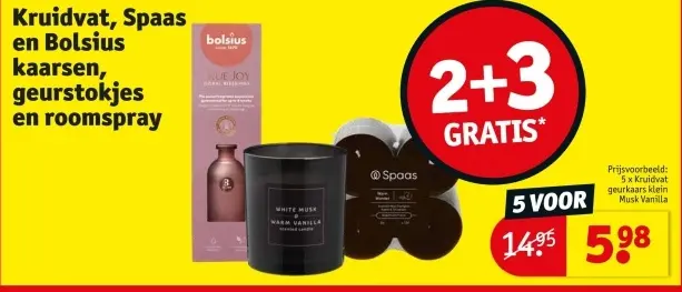 Promotie: Kruidvat, Spaas en Bolsius kaarsen, geurstokjes
