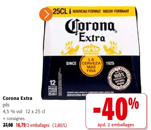 Offre: Extra pils 4,5 % vol 12 x 25 cl