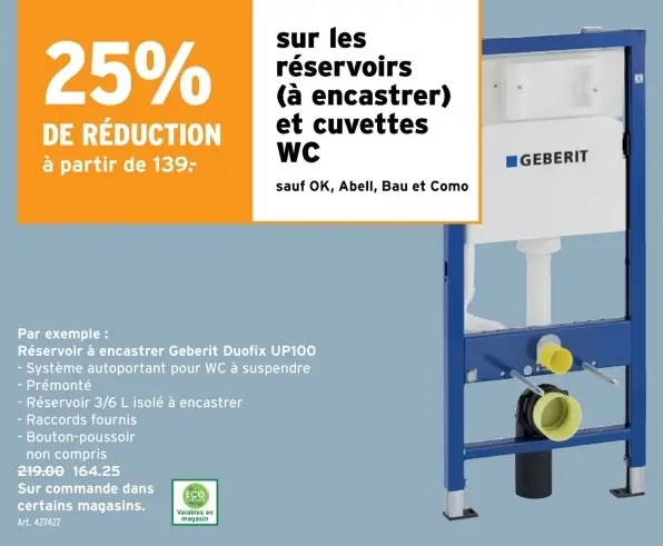 Offre: Réservoir à encastrer Geberit Duofix UP100