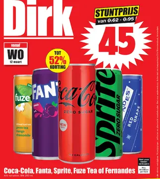 Aanbieding: Coca-Cola, Fanta, Sprite, Fuze Tea of Fernandes