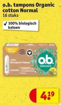 Aanbieding: o.b. tampons Organic cotton Normal