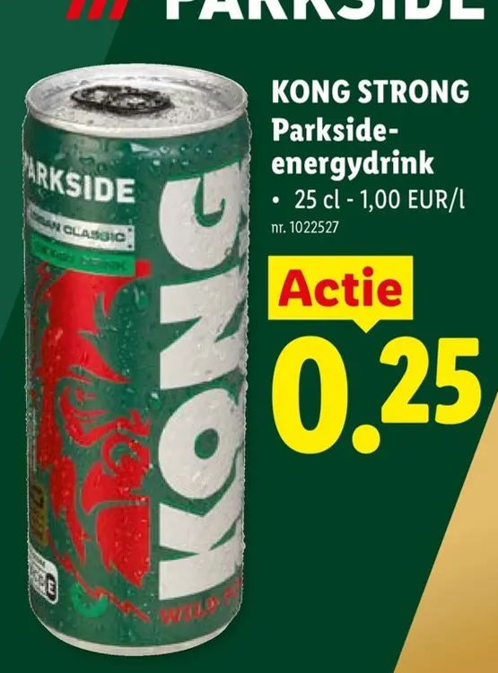Promotie: KONG STRONG Parkside-energydrink