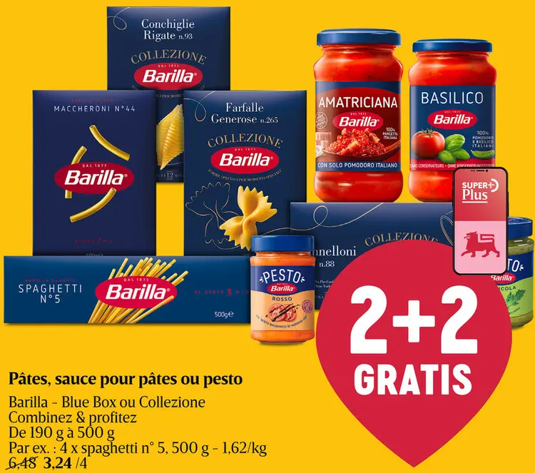 Offre: Pâtes, sauce pour pâtes ou pesto