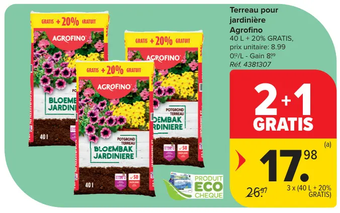 Offre: Terreau pour jardinière