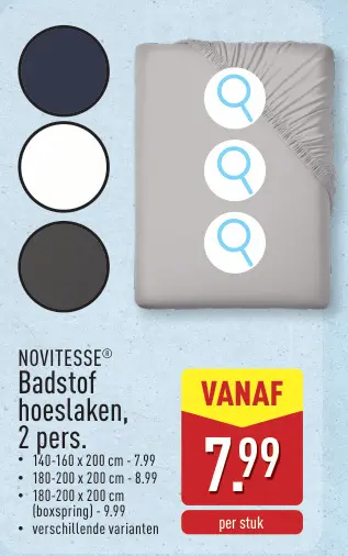 Promotie: NOVITESSE® Badstof hoeslaken, 2 pers.