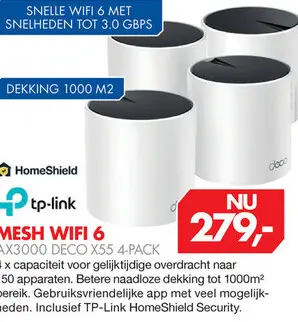 Aanbieding: Mesh wifi 6 ax3000 deco x55 4-pack