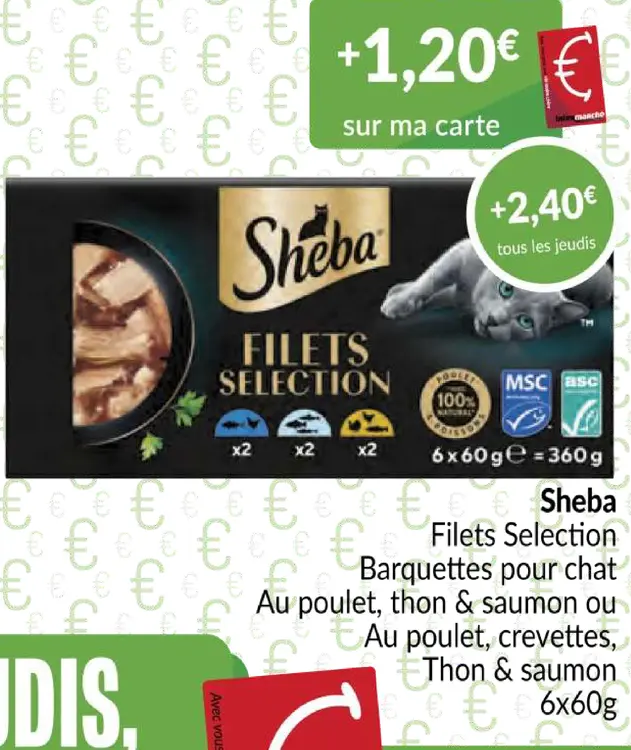 Offre: Filets Selection Barquettes pour chat Au poulet, thon & saumon ou Au poulet, crevettes, Thon & saumon