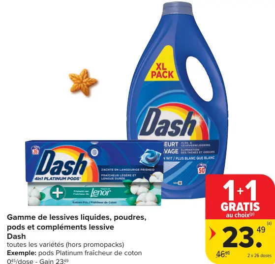 Offre: Gamme de lessives liquides, poudres, pods et compléments lessive