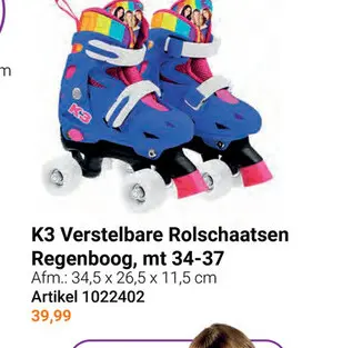 Aanbieding: K3 Rolschaatsen Regenboog, maat 34-37