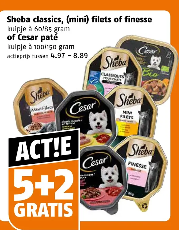 Aanbieding: Sheba classics, (mini) filets of finesse of Cesar paté