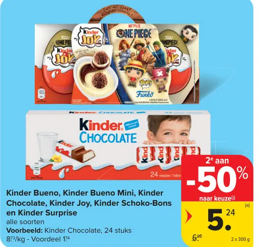 Promotie: Kinder Kinder Bueno, Kinder Bueno Mini, Kinder Chocolate, Kinder Joy, Kinder Schoko-Bons en Kinder Surprise
