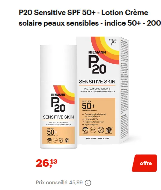 Offre: P20 sensitive skin