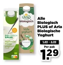 Aanbieding: Alle Biologisch PLUS of Arla Biologische Yogh