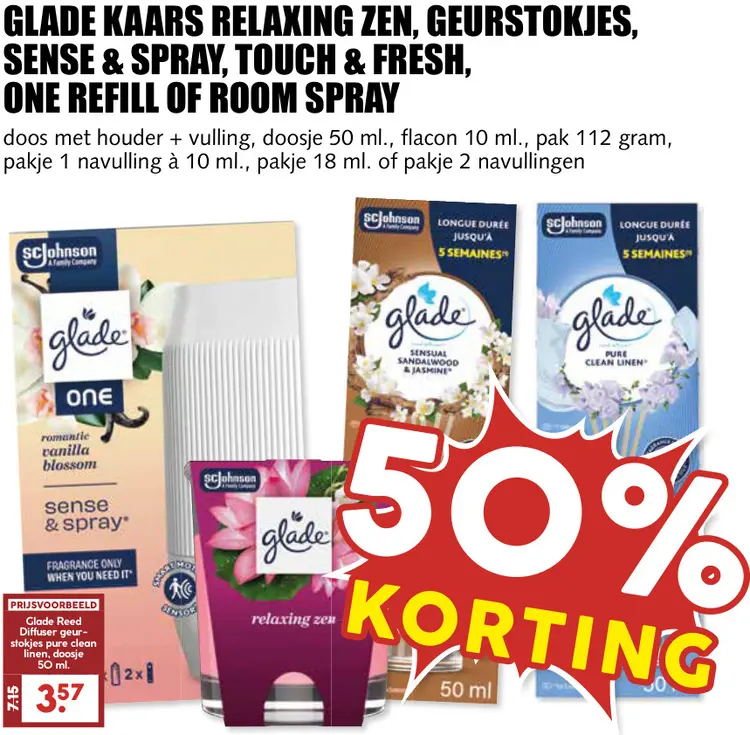 Aanbieding: Kaars relaxing zen, geurstokjes, sense & spray, touch & fresh, one refill of room spray