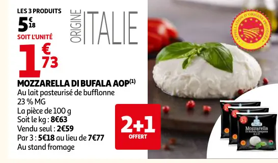 Offre: Mozzarella di bufala aop