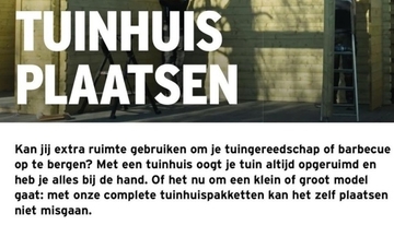 Aanbieding: TUINHUIS PLAATSEN