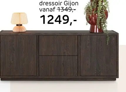 Promotie: Gijon, dressoir 200 cm - 2-deuren + 2-laden met plint