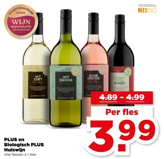 Aanbieding: PLUS en Biologisch PLUS Huiswijn