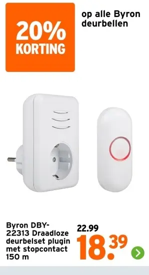 Aanbieding: Draadloze deurbelset plugin met stopcontact