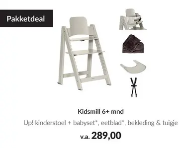 Aanbieding: Up! kinderstoel + babyset*, eetblad*, bekleding & tuigje