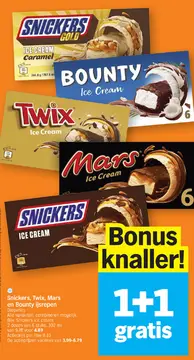 Offre: Snickers, Twix, Mars en Bounty ijsrepen