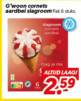 Aanbieding: Cornets aardbei slagroom