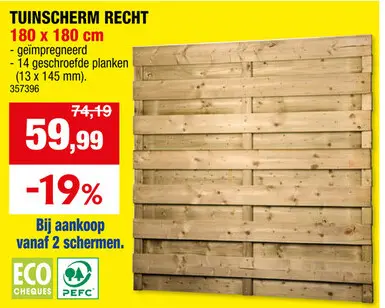 Promotie: Cartri tuinscherm recht dichtgeschroefd 180x180 cm