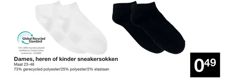 Promotie: Dames, heren of kinder sneakersokken