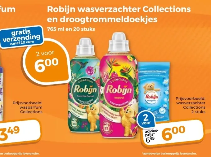 Aanbieding: Wasverzachter Collections en droogtrommeldoekjes