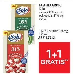 Promotie: Solo culinair 15% v.g. of opklopbaar 31% v.g.
