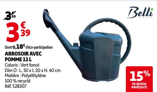 Offre: Arrosoir avec pomme 11l