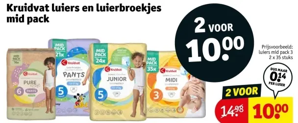 Aanbieding: luiers en luierbroekjes mid pack