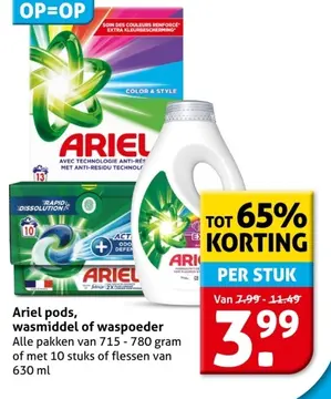 Aanbieding: Ariel pods, wasmiddel of waspoeder