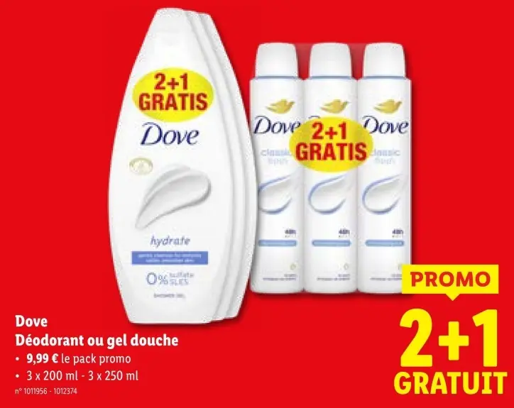 Offre: Déodorant ou gel douche