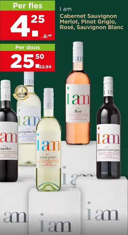 Aanbieding: I am Cabernet Sauvignon, Merlot, Pinot Grigio, Rosé of Sauvignon Blanc