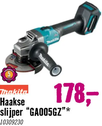 Aanbieding: Accu haakse slijper elektrische rem XGT GA005GZ (excl. accu en lader)
