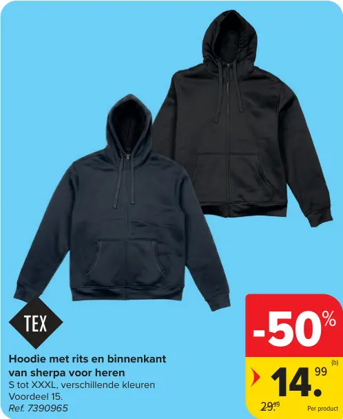 Promotie: Hoodie met rits en binnenkant van sherpa