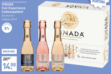 Aanbieding: VINADA Full Experience Cadeaupakket 3X20CL Alcoholvrij